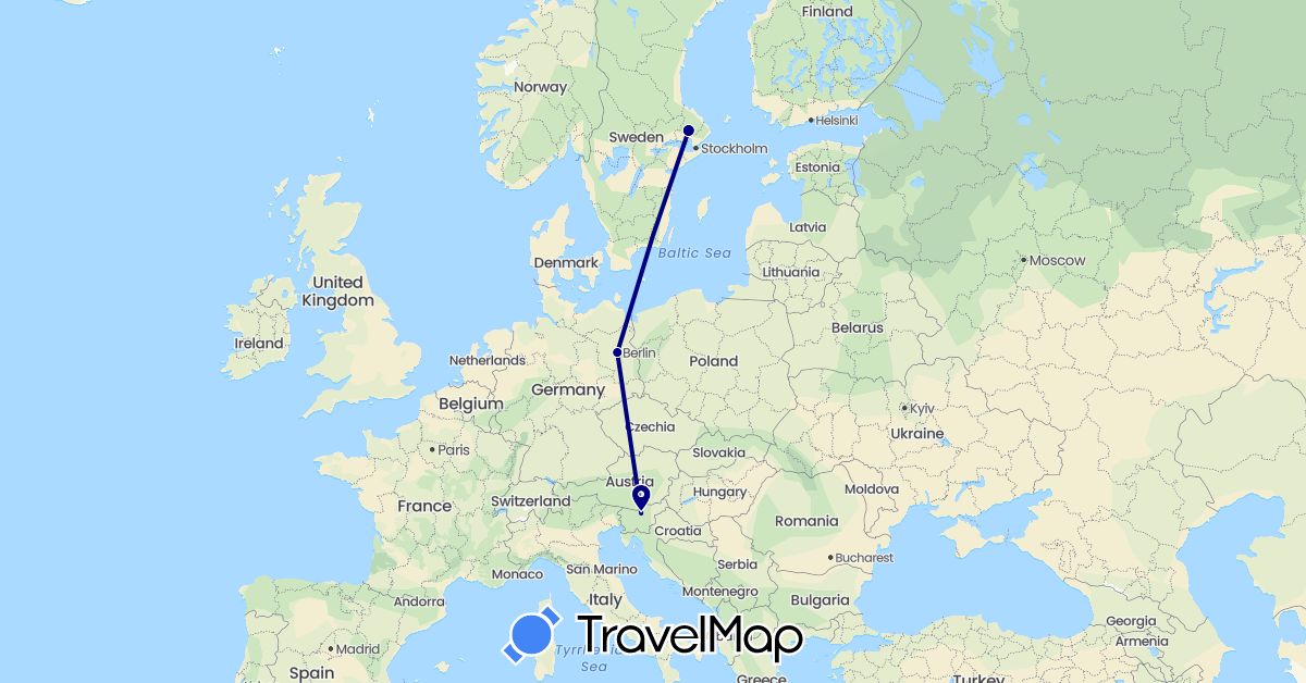 TravelMap itinerary: driving in Germany, Sweden, Slovenia (Europe)